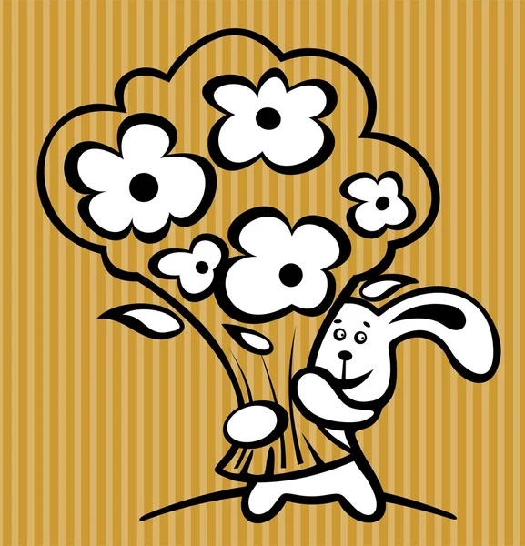 兔子与花 — 图库矢量图片