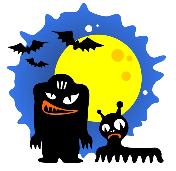 Dois monstros de Halloween — Vetor de Stock