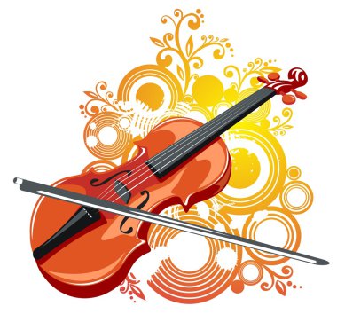 Violin and abstract pattern clipart