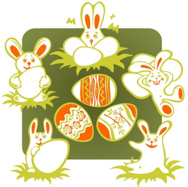 Easter rabbits clipart