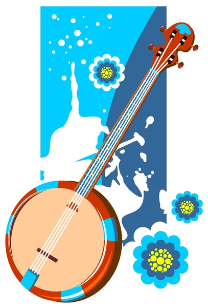 Grunge arka plan üzerinde banjo — Stok Vektör