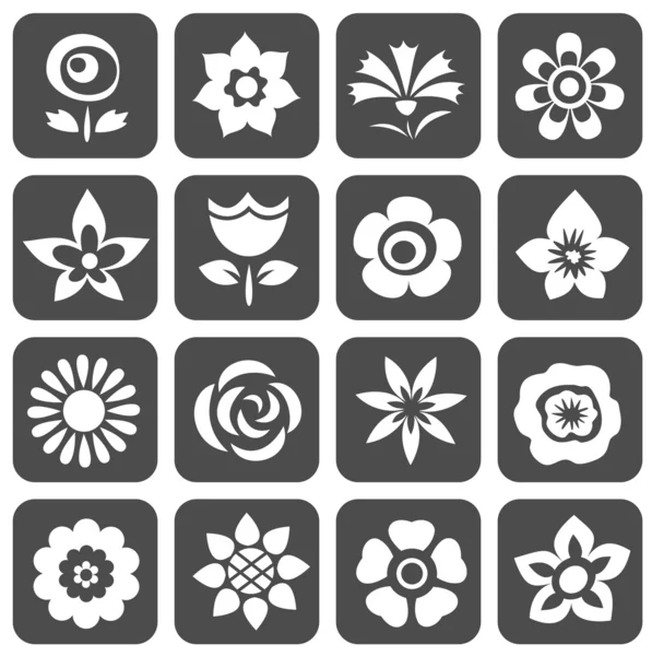Set di simboli floreali — Vettoriale Stock