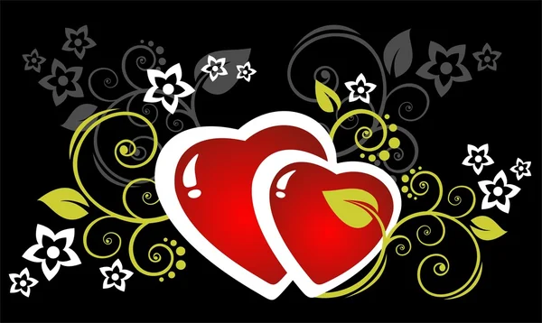 Hearts and flowers — Stock Vector