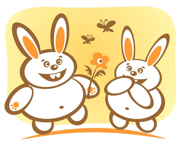 Happy rabbits — Stock Vector