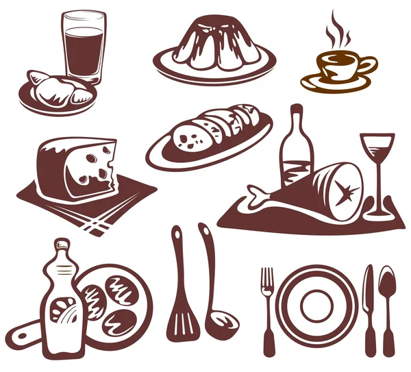 Conjunto de símbolos alimentarios — Archivo Imágenes Vectoriales