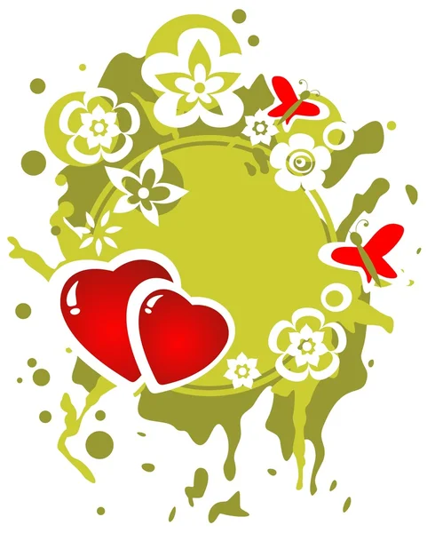 Сердца и цветы рамка — стоковое фото