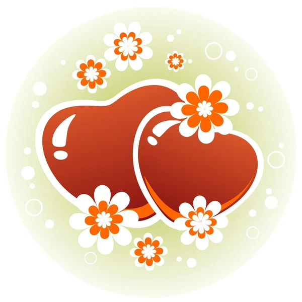 Hearts and flowers — Stock Vector