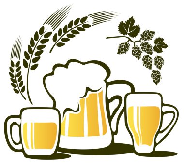 Beer mugs set clipart