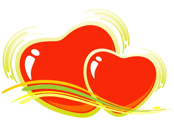 Deux cœurs de Saint Valentin — Image vectorielle