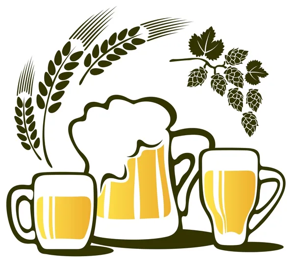 Pivní sada hrnky — Stockový vektor