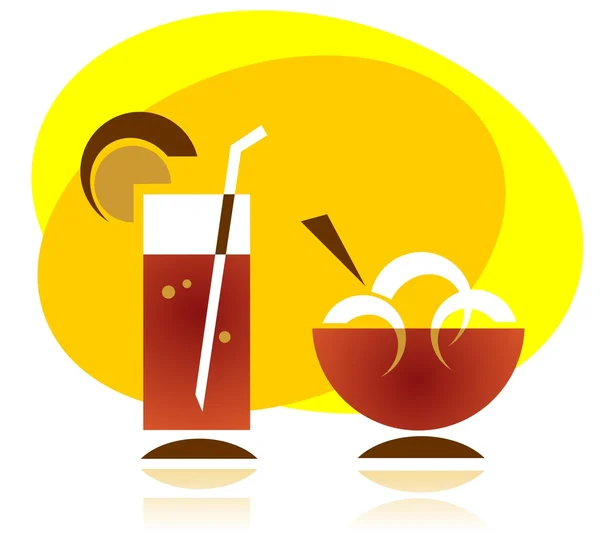 Cocktail and ice cream — Stock Vector