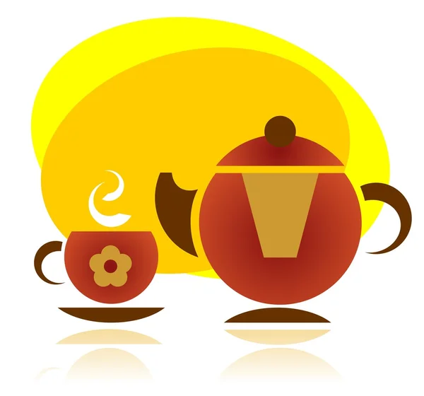Çay Kupası ve çaydanlık — Stok Vektör