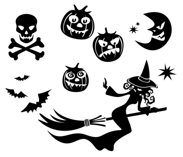 Conjunto de símbolos de Halloween — Vetor de Stock