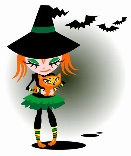 Halloween young witch — Stock Vector