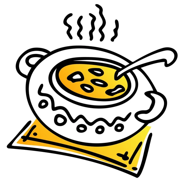 Saucepan with soup — Stock Vector