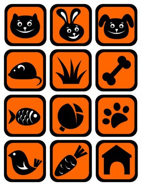 evde beslenen hayvan Icons set