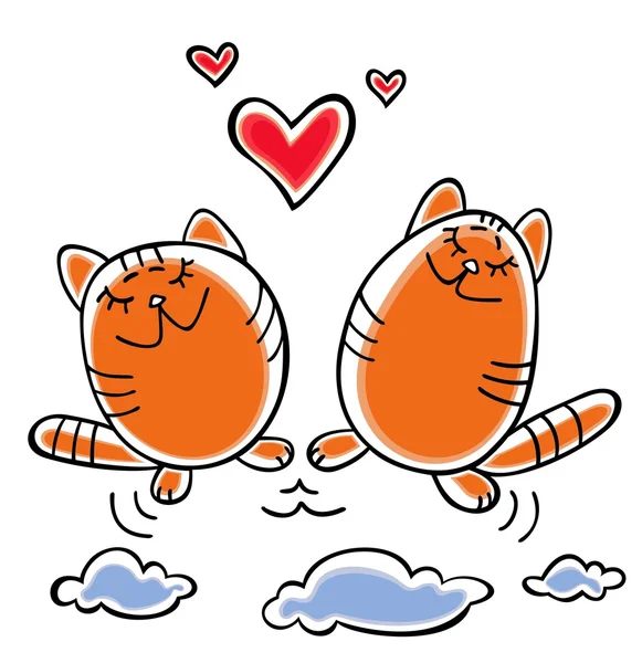 Katter och hjärtan — Stock vektor