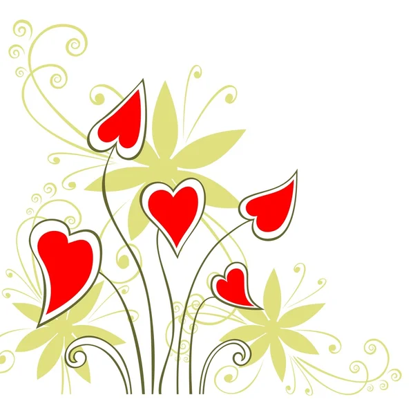 Hjärtan och blommor — Stock vektor