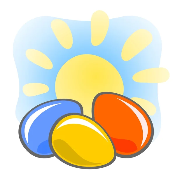 Huevos de Pascua y sol — Archivo Imágenes Vectoriales