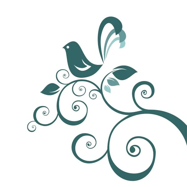 Pták a květinovým vzorem — Stockový vektor