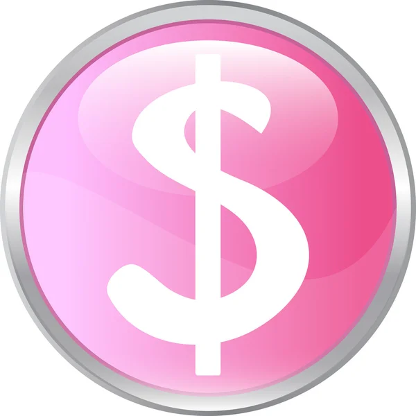 Przycisk różowy z symbolem dolara — Wektor stockowy