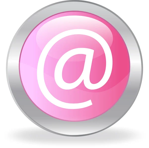 Розовая кнопка с символом электронной почты — стоковый вектор