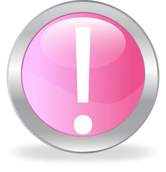 O botão rosa com um ponto de exclamação —  Vetores de Stock