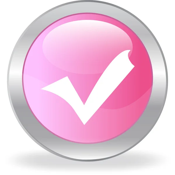 Der rosa Knopf mit einem Häkchen — Stockvektor