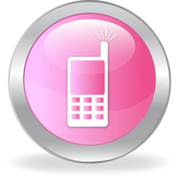 带有绘图的移动电话的粉红色按钮 — 图库矢量图片