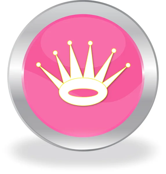 白い王冠とピンクのボタン — ストックベクタ