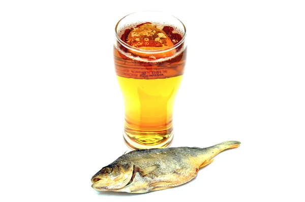 Peixe salgado em uma caneca de cerveja — Fotografia de Stock