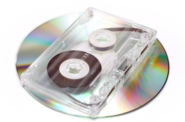 Audio tape cassette and digital disc clipart