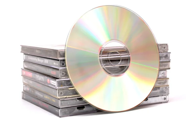 CD на кучу коробки — стоковое фото