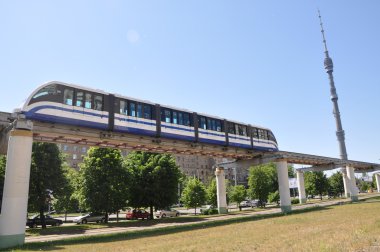 TV tower and monorail train clipart