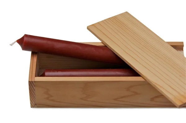 Mumlar ile ahşap kutu.