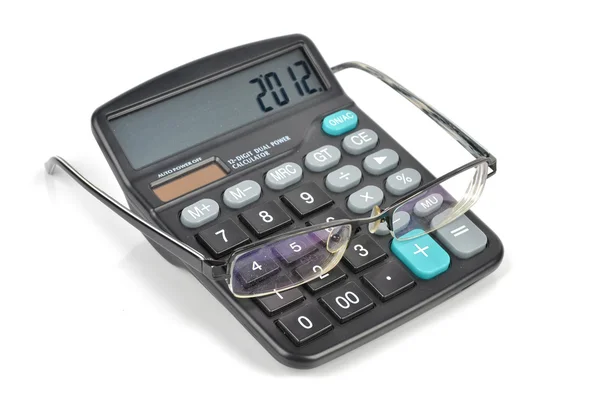 Kalkulator i okulary — Zdjęcie stockowe