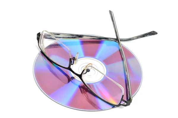 DVD en glazen — Stockfoto