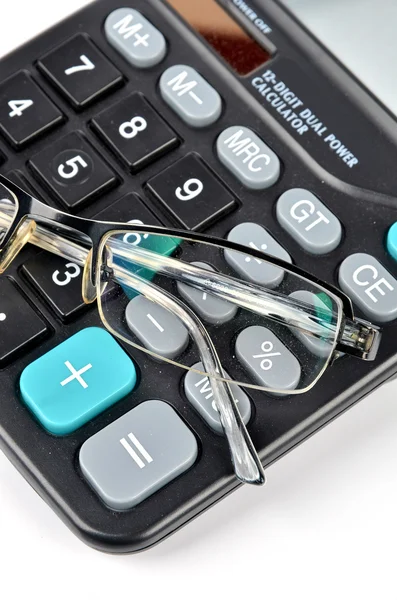 Kalkulačka a brýle — Stock fotografie