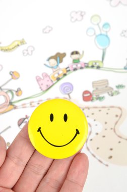 Children's drawing and smiling face clipart