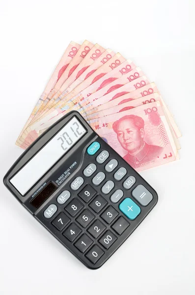 Китайська валюта і калькулятор — стокове фото