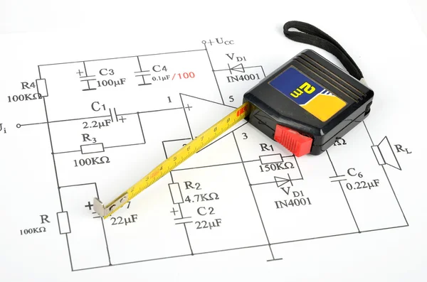 Circuit diagram and tape measure