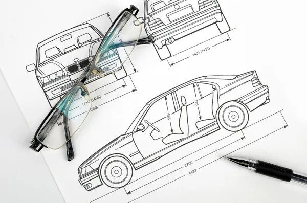 Car blueprint — Stock Photo, Image