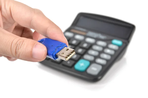 USB-Festplatte und Taschenrechner — Stockfoto
