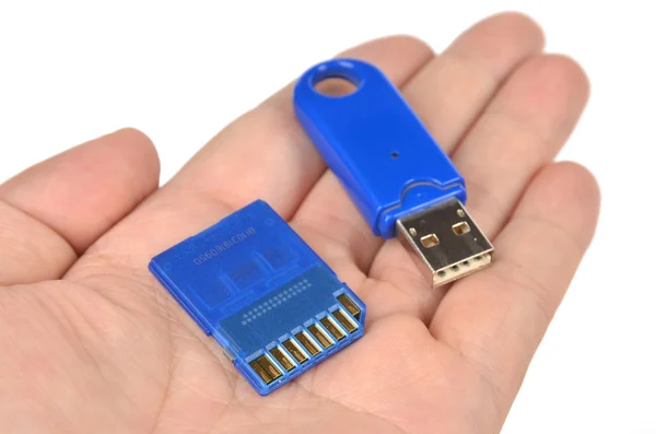 Tarjeta SD y disco USB —  Fotos de Stock