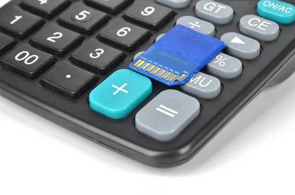 Calcolatrice e scheda SD — Foto Stock