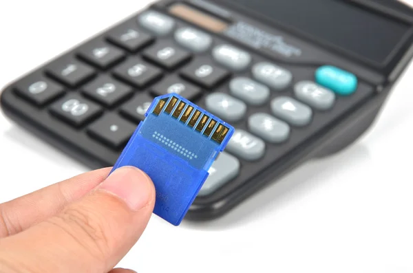 Калькулятор і SD картка — стокове фото