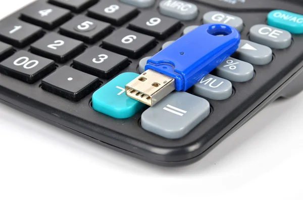 Калькулятор і USB диск — стокове фото