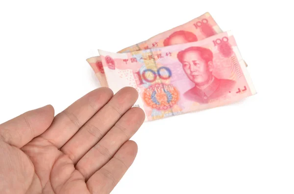 Chinesische Währung und Hand — Stockfoto