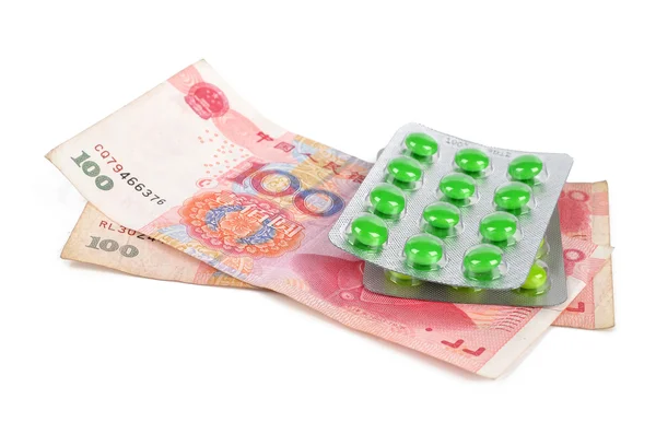 stock image Chinese currency and medicine