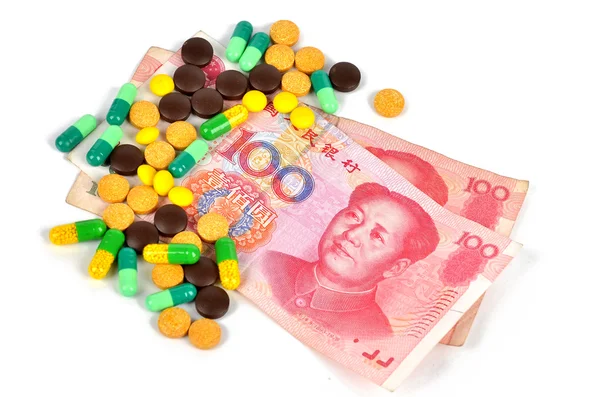 Stock image Chinese currency and medicine